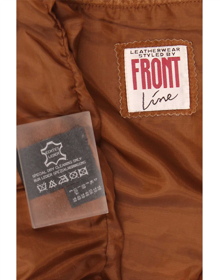 Front Line Herren Wildlederweste UK 48 2XL Braunes Leder