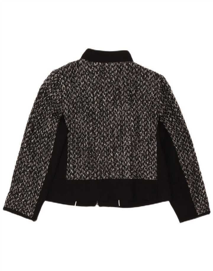 MARKS & SPENCER Damen Crop Blazer Jacke UK 12 Mittelschwarz meliert