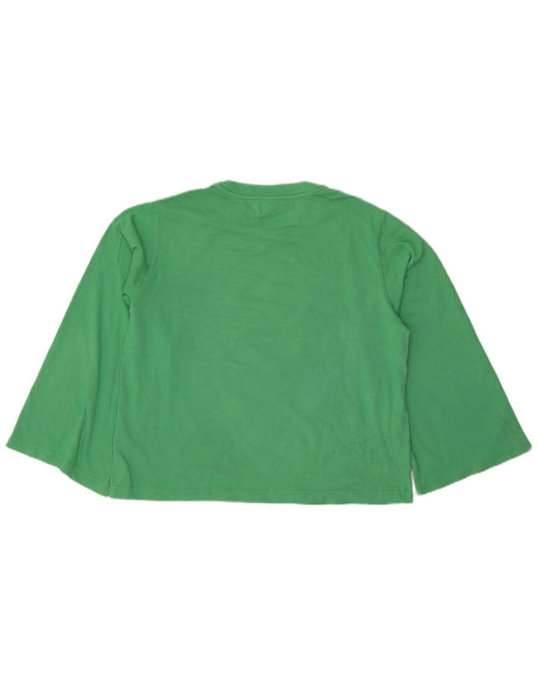 Cos Damen Top Langarm UK 14 Mittelgrüne Baumwolle