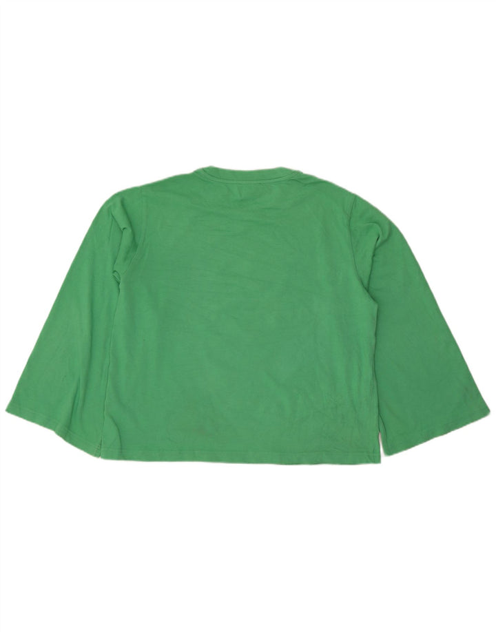 Cos Damen Top Langarm UK 14 Mittelgrüne Baumwolle