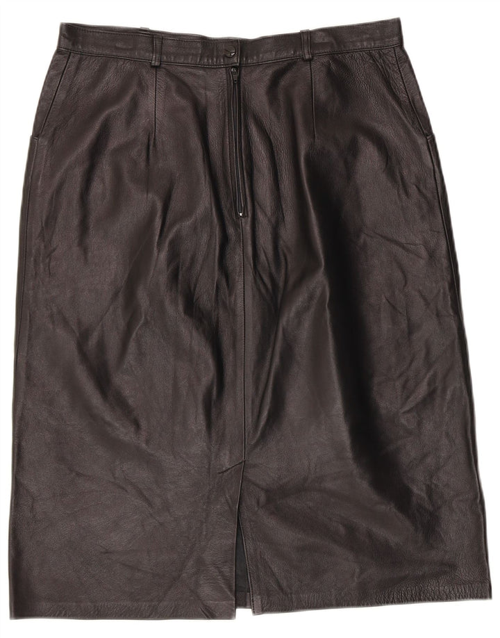 Vintage Damen Lederrock W32 Groß Schwarz