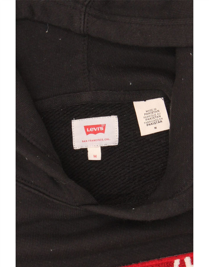 LEVI'S Mens Graphic Hoodie Jumper Medium Black Cotton Vintage Levi's and Second-Hand Levi's from Messina Hembry 