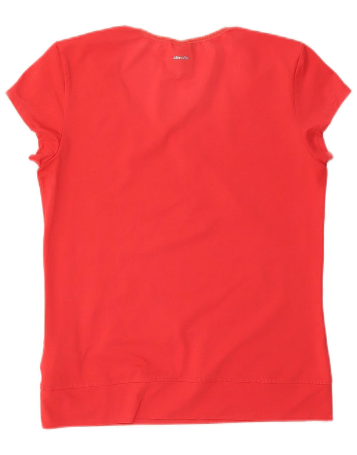 ADIDAS Damen Climalite T-Shirt Top UK 12/14 Mittelrotes Polyester