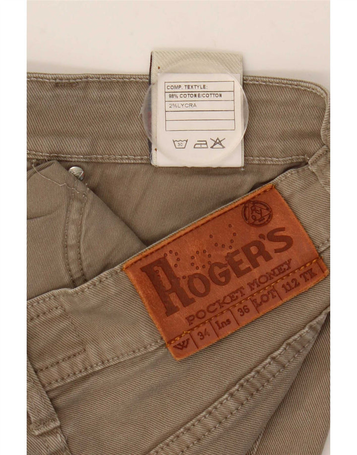 Roy Rogers Damen Slim Jeans W34 L33 Beige Baumwolle
