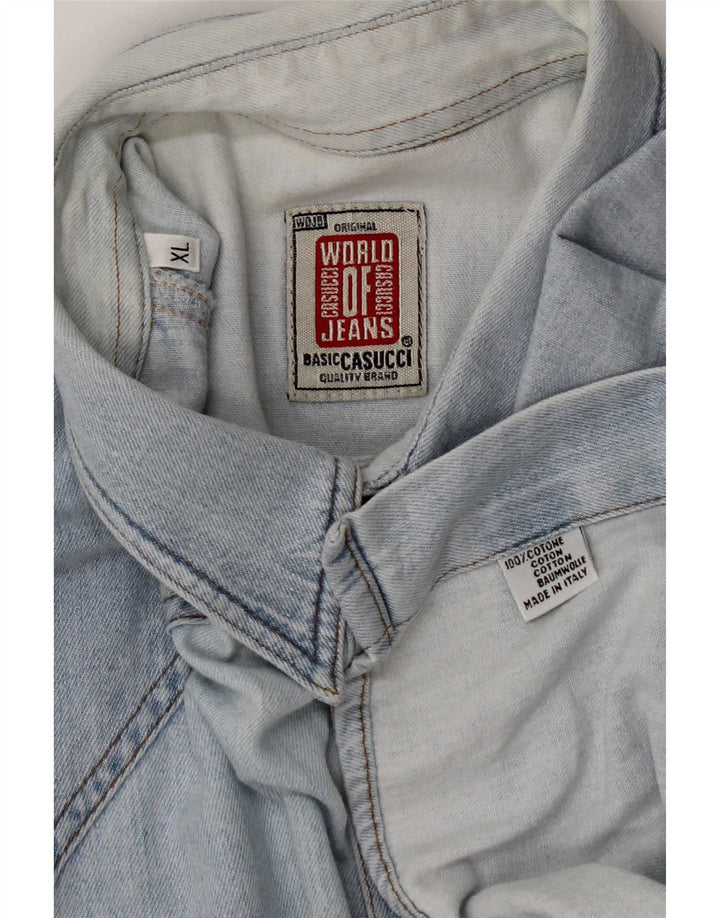 Casucci Herren-Jeanshemd XL, blaue Baumwolle