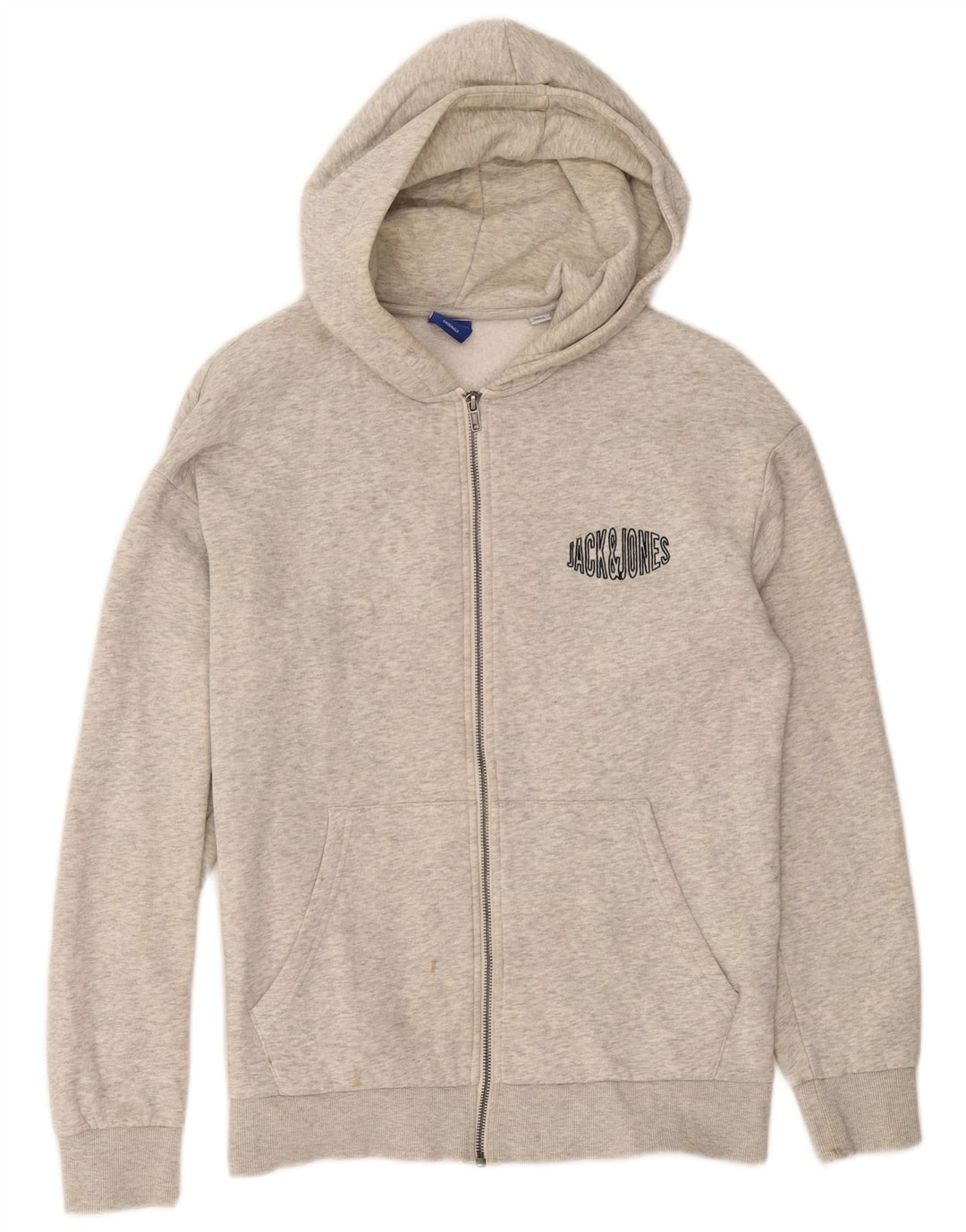 JACK & JONES Herren-Kapuzenpullover mit Reißverschluss, mittelgrau gefleckte Baumwolle