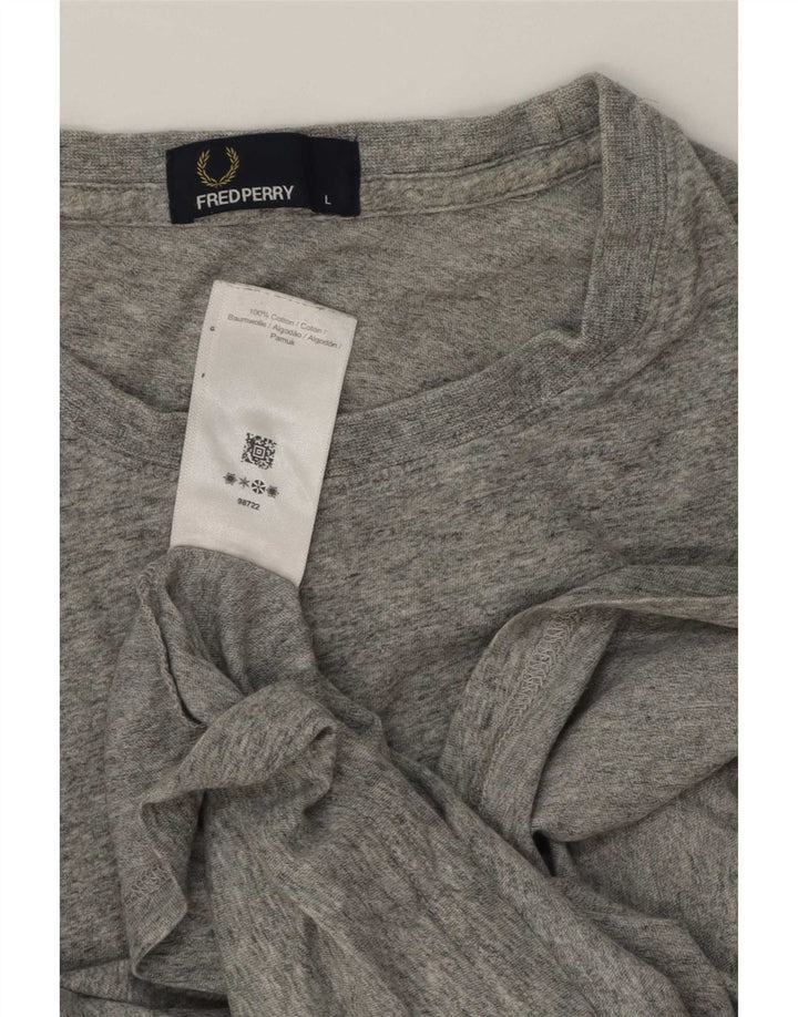 Fred Perry Herren-T-Shirt-Oberteil, groß, grau meliert, Baumwolle