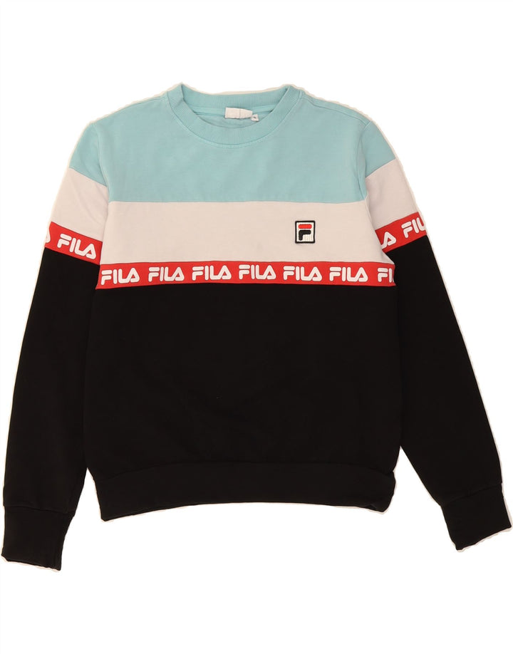 FILA Womens Oversized Sweatshirt Jumper UK 10 Small Multicoloured Vintage Fila and Second-Hand Fila from Messina Hembry 