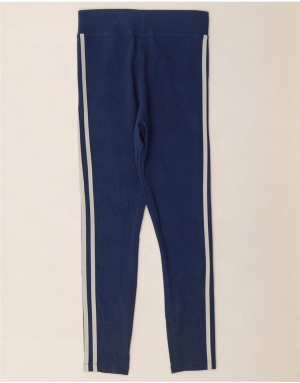 Adidas Damen Leggings UK 8 Small Blaue Baumwolle