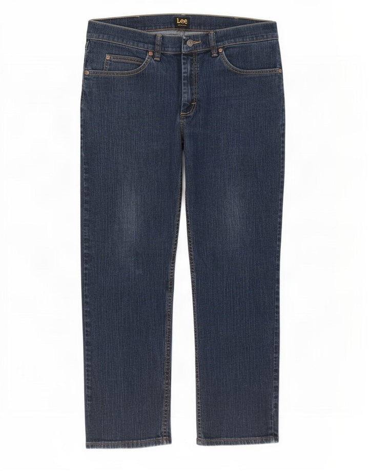 Lee Herren Straight Jeans W36 L29 Blaue Baumwolle