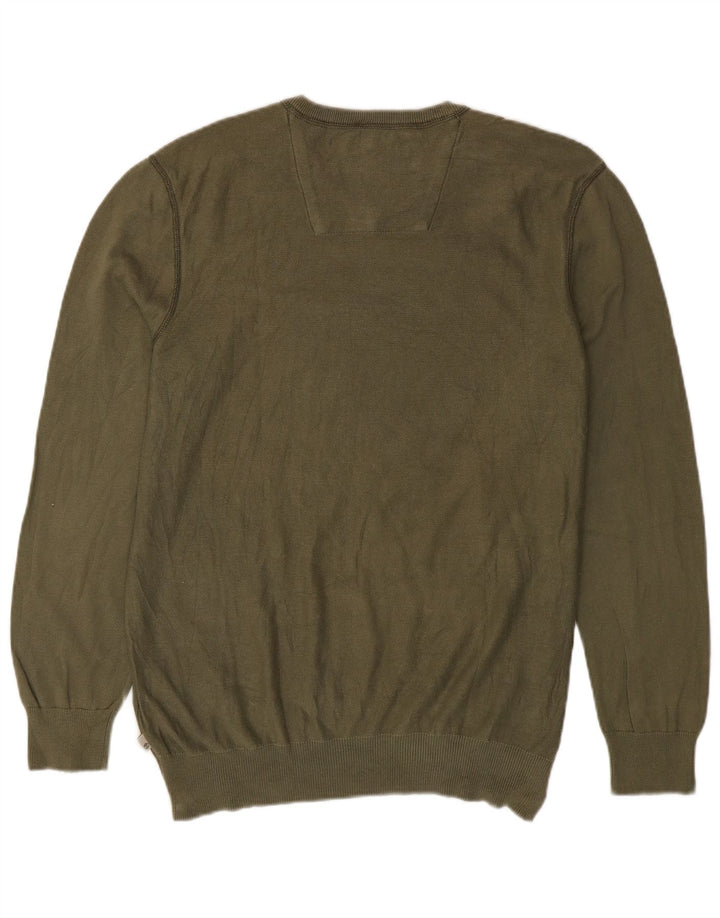 Timberland Herren-Pullover mit normaler Passform, V-Ausschnitt, groß, Khaki, Baumwolle