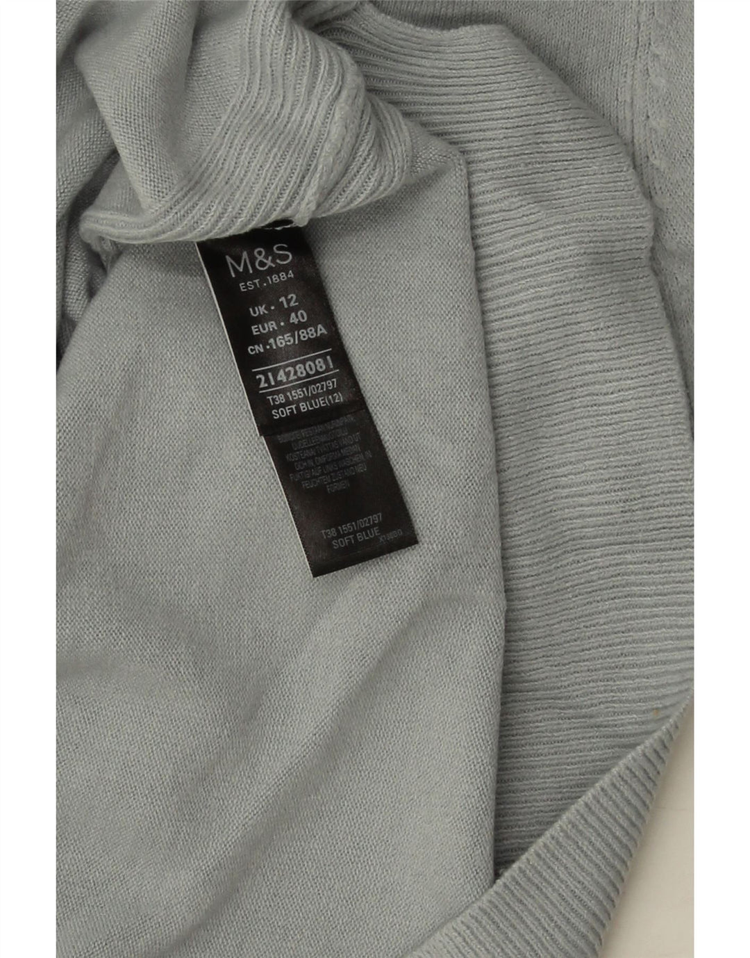Marks & Spencer Damen-Pullover mit Rundhalsausschnitt, UK 12, Mittelblau, Acryl
