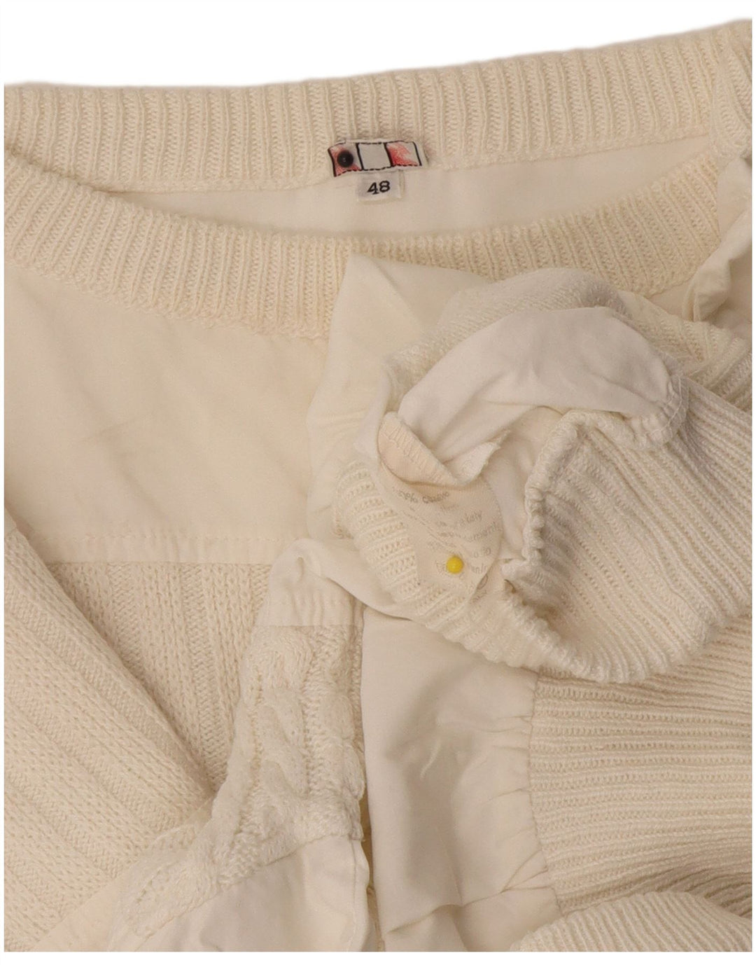 Vintage Herren-Pullover mit U-Boot-Ausschnitt, Größe 48, mittelweiße Baumwolle