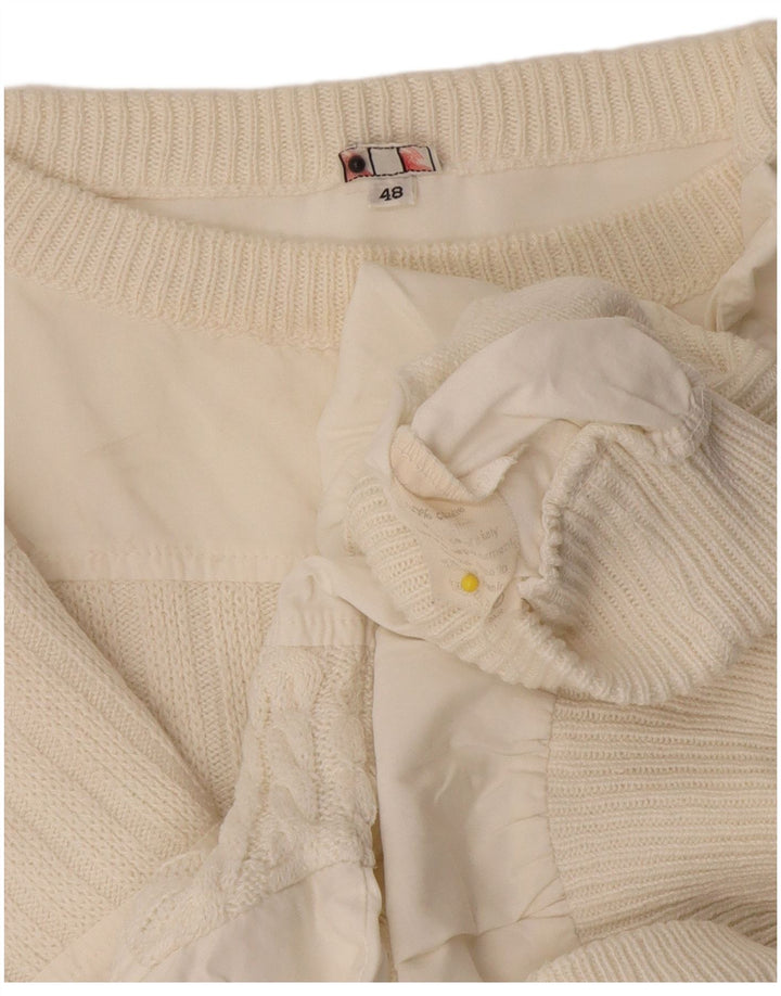 Vintage Herren-Pullover mit U-Boot-Ausschnitt, Größe 48, mittelweiße Baumwolle