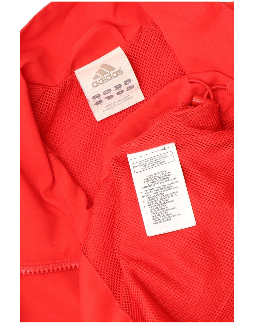 ADIDAS Herren-Trainingsanzug-Oberteiljacke UK 38/40 Mittelrotes Colourblock-Polyester