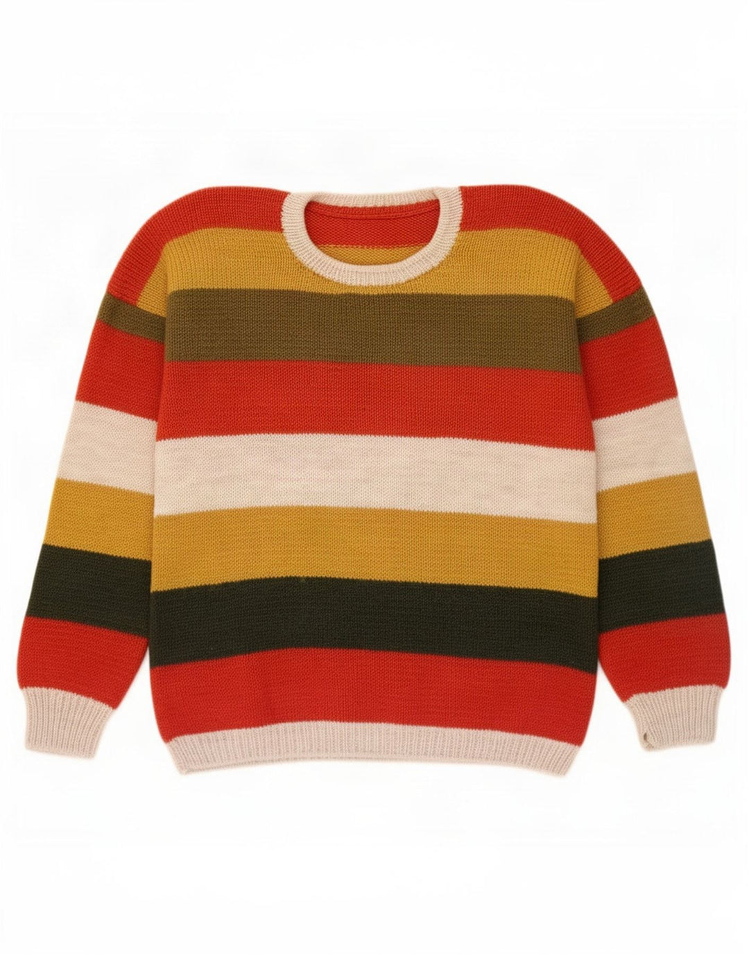 Vintage Herren Pullover mit Rundhalsausschnitt, groß, mehrfarbig gestreift