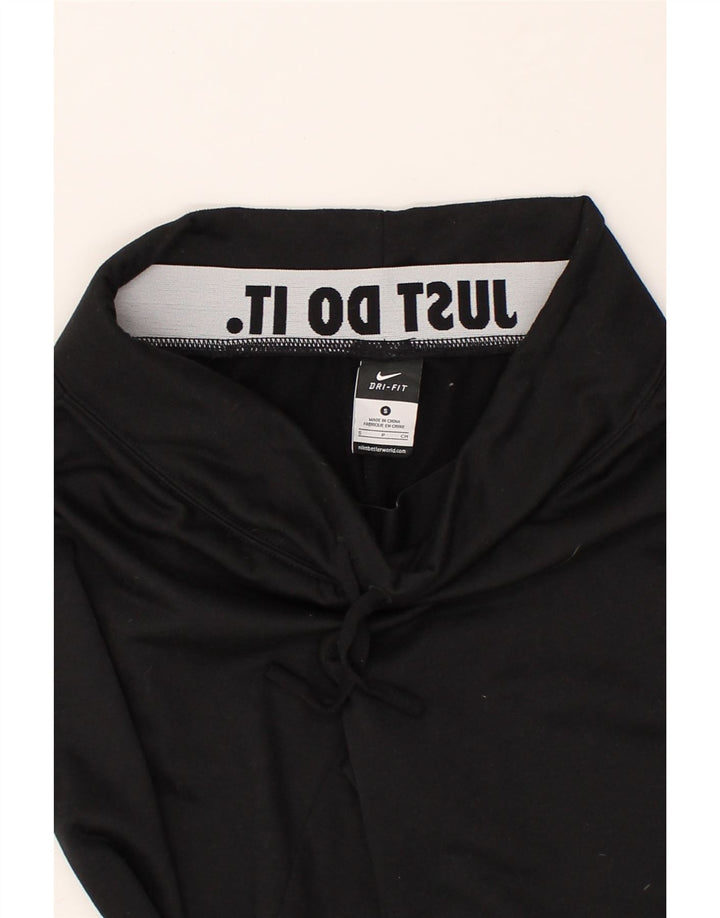 NIKE Womens Dri Fit Capri Tracksuit Trousers UK 10 Small Black Polyester | Vintage Nike | Thrift | Second-Hand Nike | Used Clothing | Messina Hembry 