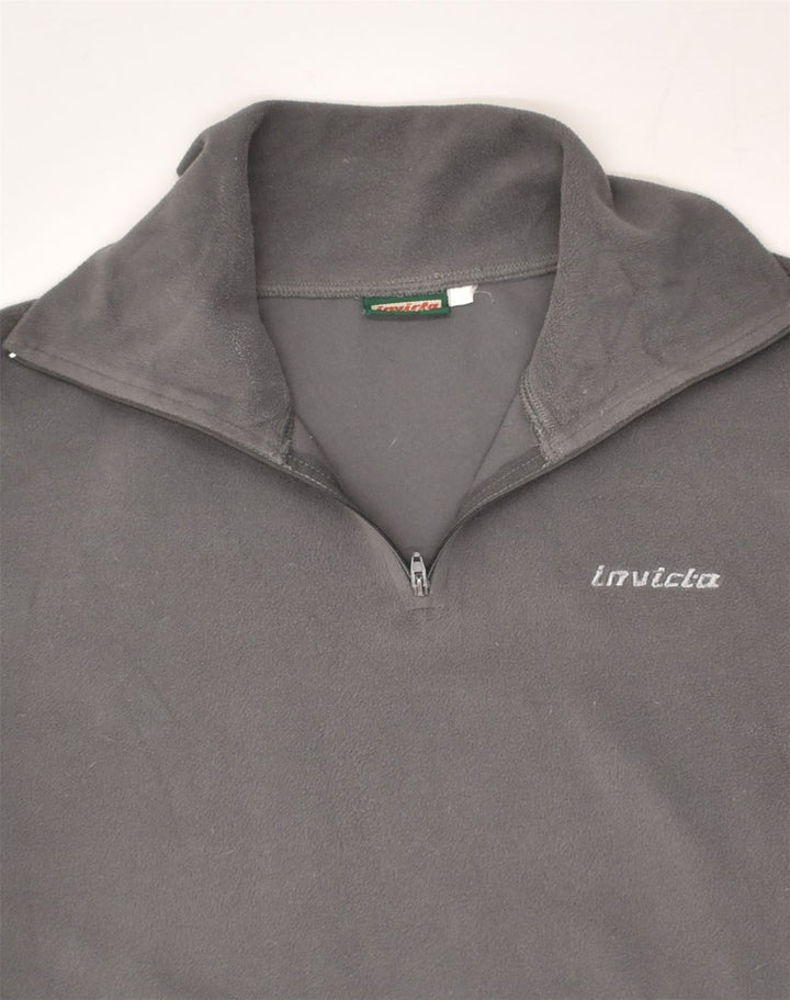 INVICTA Womens Zip Neck Fleece Jumper UK 16 Large Grey | Vintage Invicta | Thrift | Second-Hand Invicta | Used Clothing | Messina Hembry 