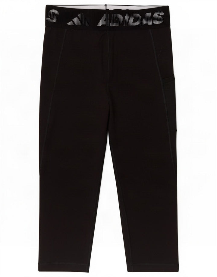 Adidas Womens Graphic Capri Leggings UK 12/14 Medium Black Polyester
