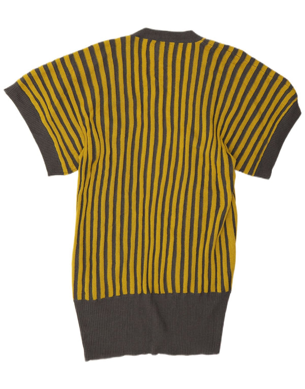 Numph Damen-Strickjacke, übergroß, lang, Gr. 6, XS, gelb gestreift