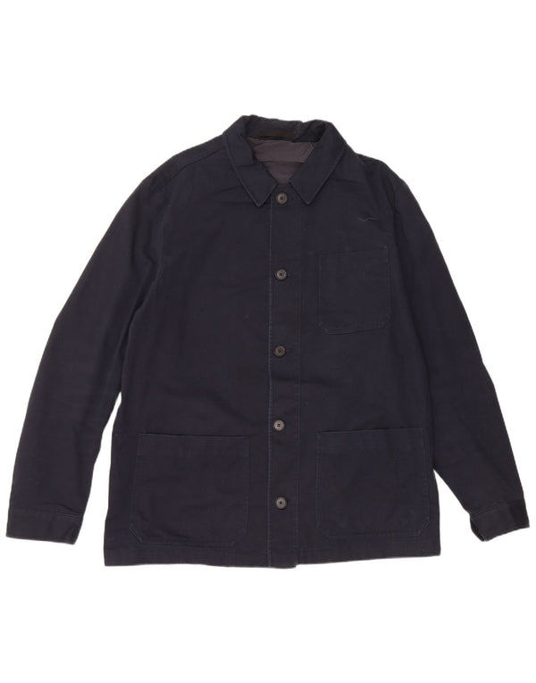 Massimo Dutti Herren-Utility-Jacke UK 40 Große marineblaue Baumwolle