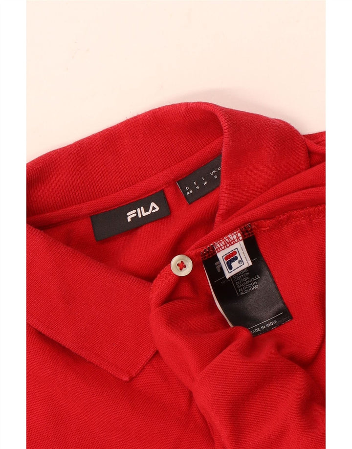 Fila Herren-Langarm-Poloshirt, klein, rote Baumwolle