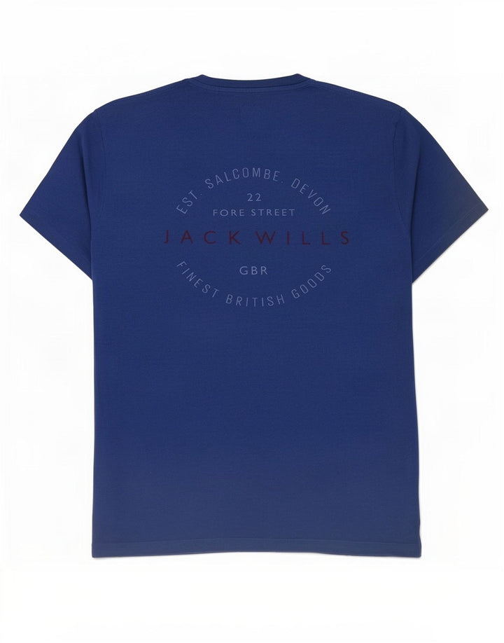 Jack Wills Herren-T-Shirt mit Grafik, mittelblaue Baumwolle