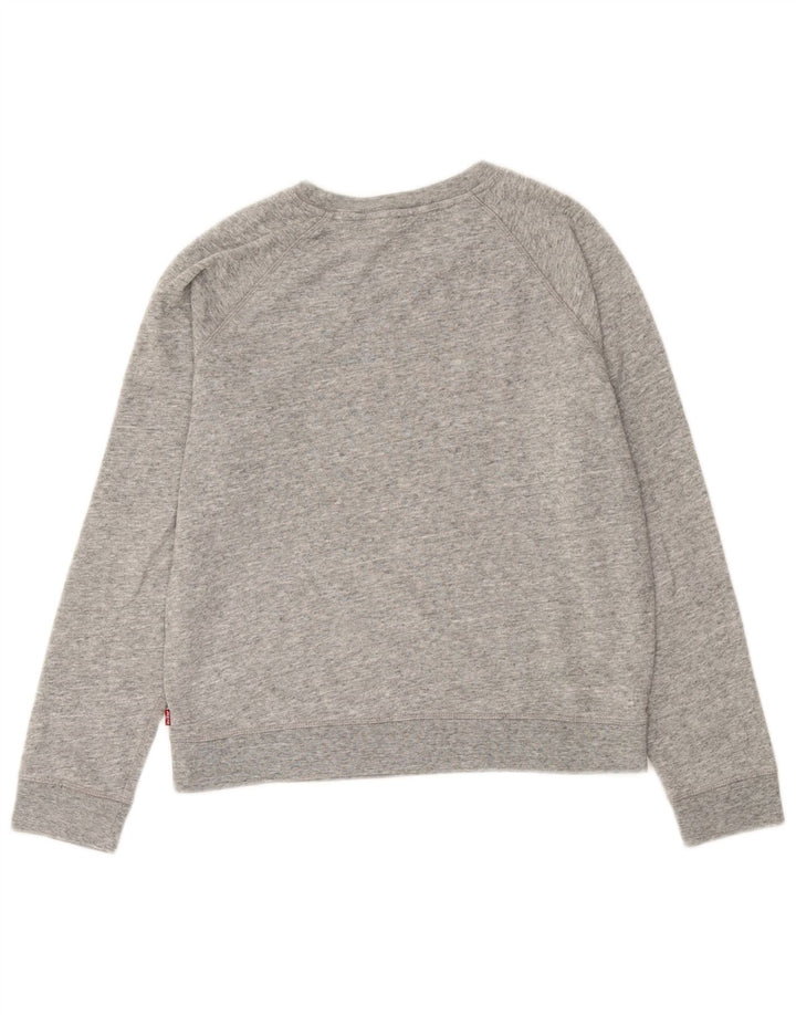 Levi's Damen Grafik-Sweatshirt-Pullover UK 14 Mittelgrau meliert
