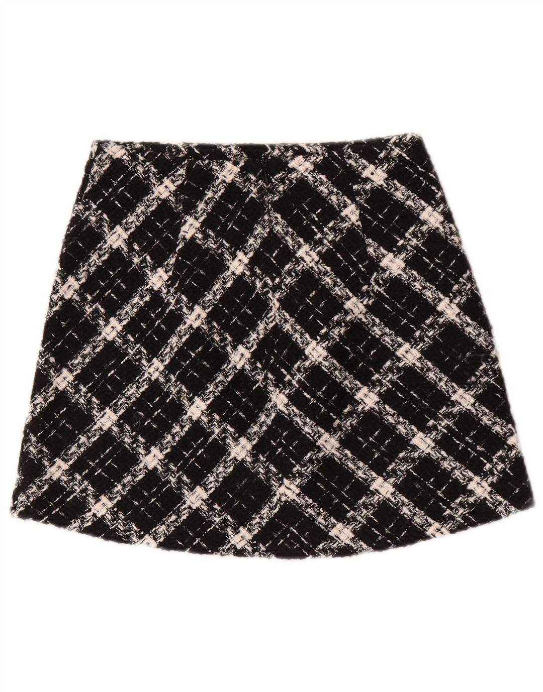 Zara Damen Minirock XS W24 Schwarz kariert