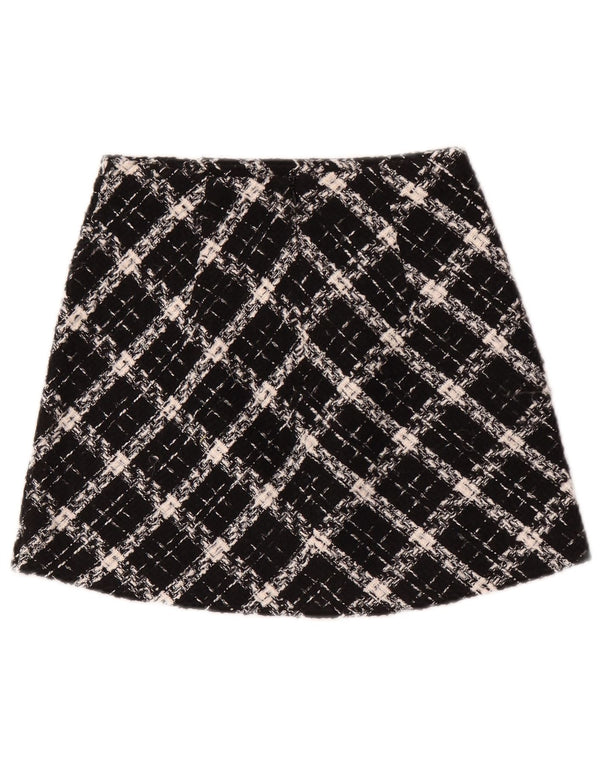 Zara Damen Minirock XS W24 Schwarz kariert