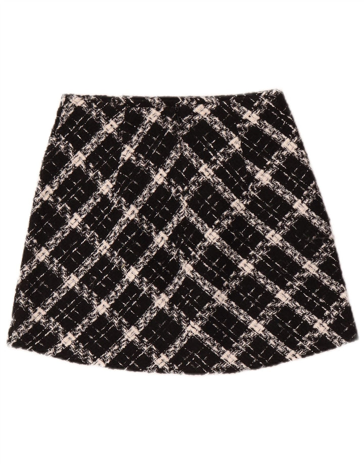 Zara Damen Minirock XS W24 Schwarz kariert