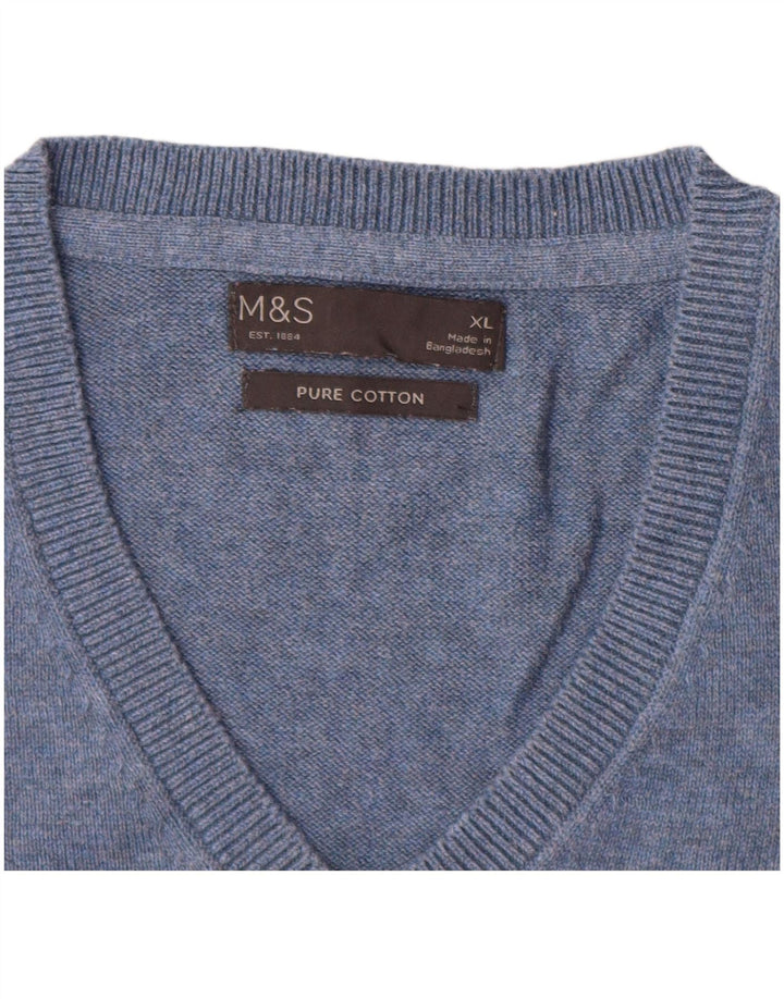 Marks & Spencer Herren Weste Tank Top XL Blau Baumwolle