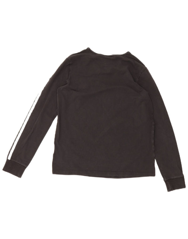 Adidas Damen Top Langarm UK 14 Medium Schwarz Baumwolle Sport