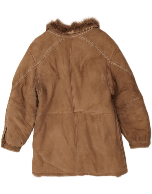 Vintage Damen Shearling Jacke IT 44 Medium Beige Shearling