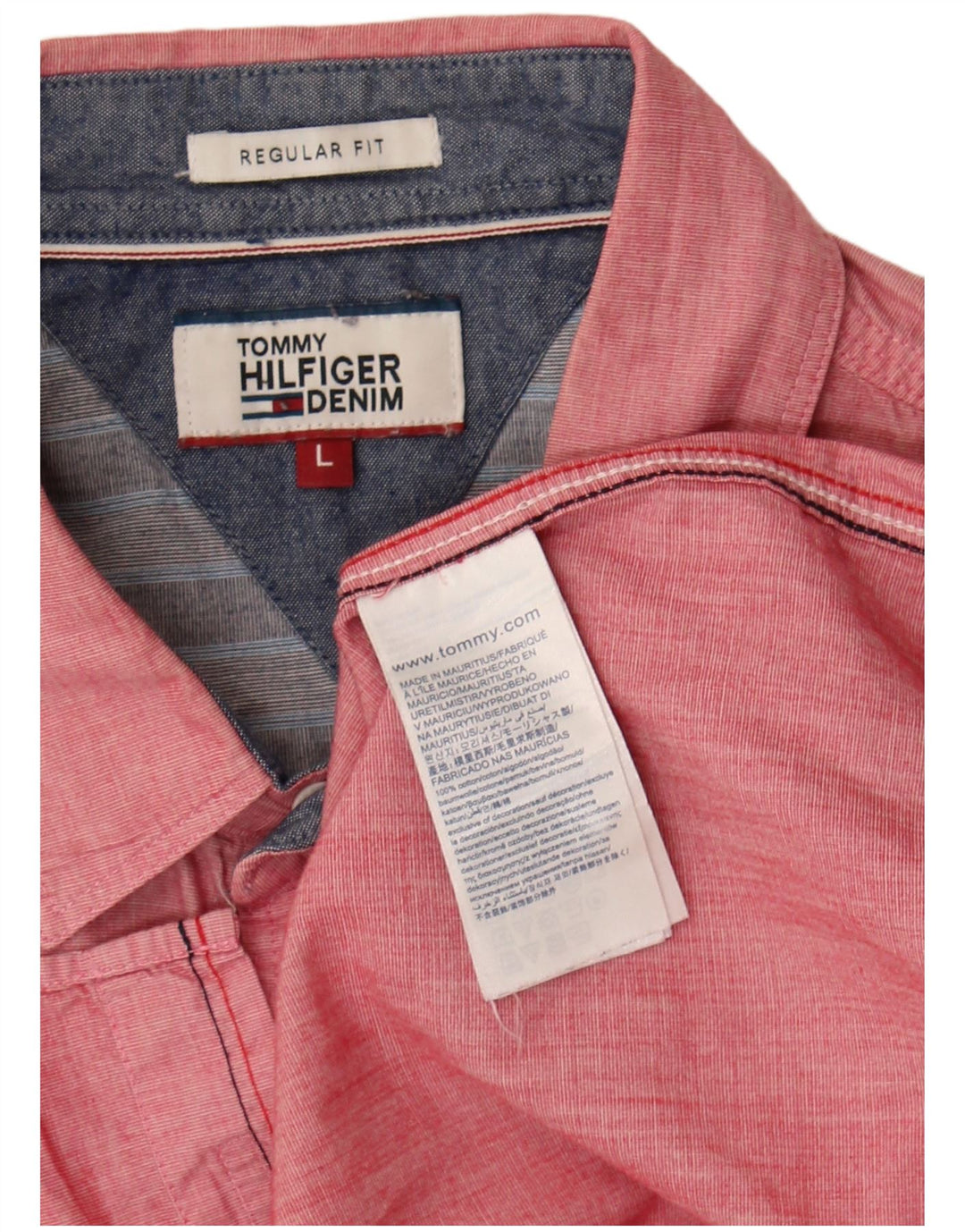 Tommy Hilfiger Herren-Hemd mit normaler Passform, groß, rosa, Baumwolle