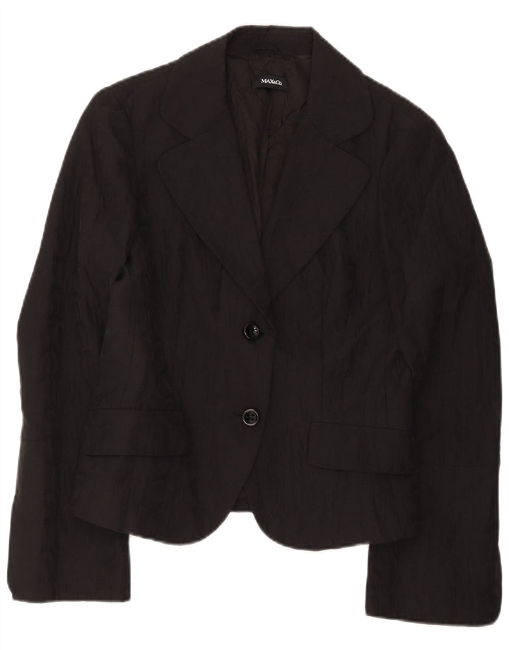 Max & Co. Damen-Blazerjacke mit 2 Knöpfen, Gr. 14, Größe L, Schwarz, Baumwolle