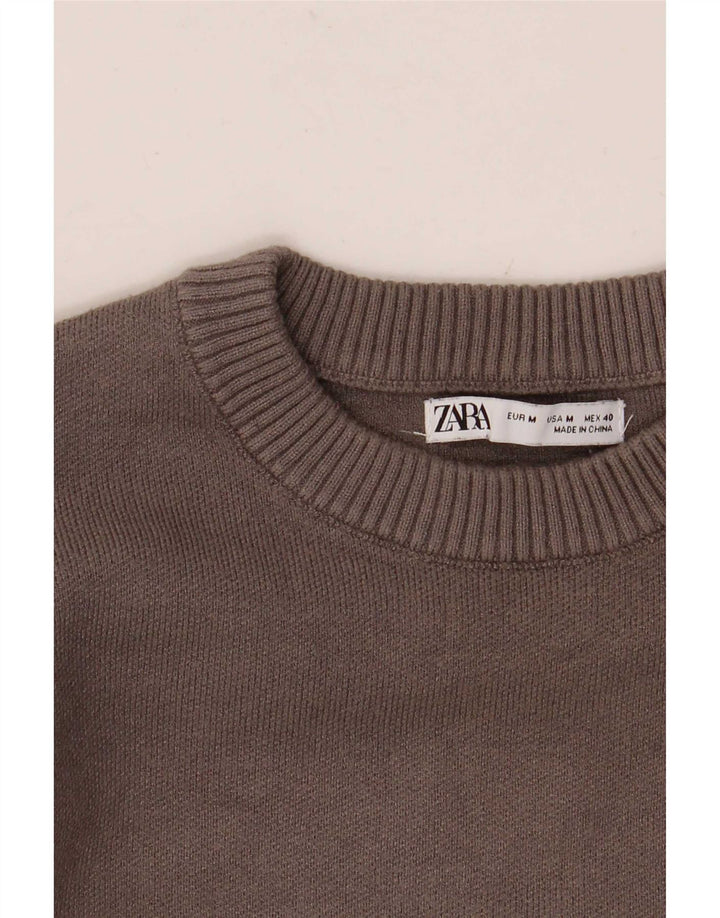 Zara Herren-Pullover mit Rundhalsausschnitt, mittelgrau