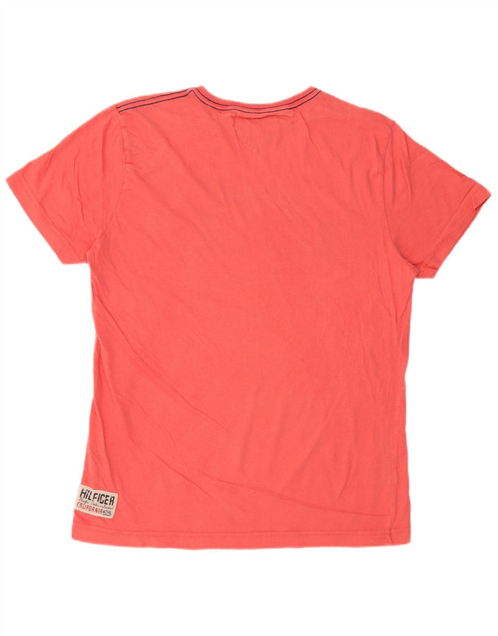 TOMMY HILFIGER Herren Grafik T-Shirt Top Mittelrosa Baumwolle