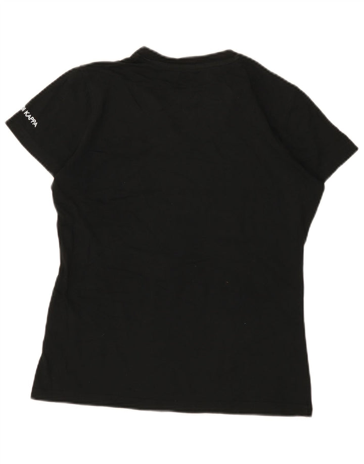 Kappa Damen T-Shirt Top UK 12 Medium Schwarz Baumwolle