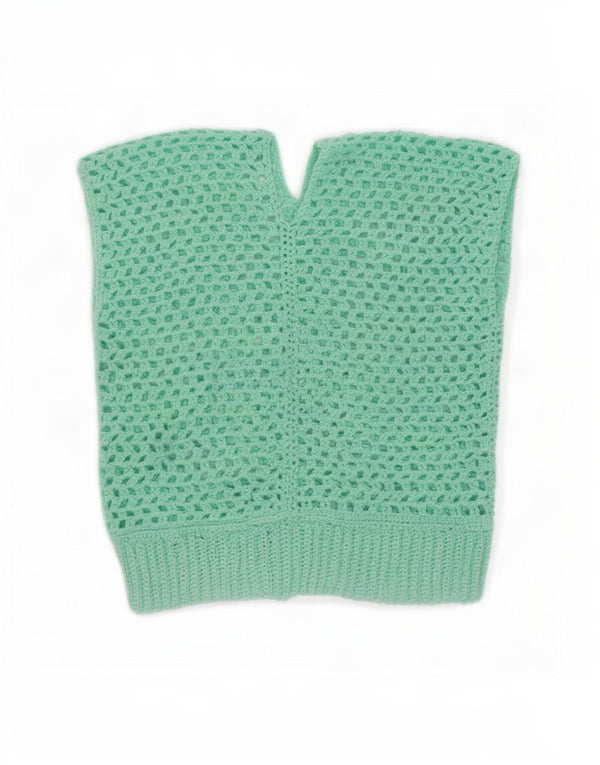 Vintage Womens Crochet Vest Tank Top UK 14 Medium Turquoise