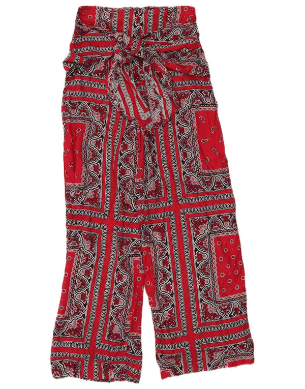 Egoiste Damen-Hose mit hoher Taille, Größe 40, Größe S, W26, L30, rotes Paisleymuster