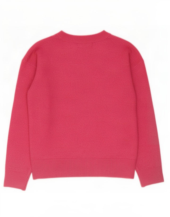 Marks & Spencer Damen-Pullover mit V-Ausschnitt, Gr. 10, Größe S, Rosa, Polyester