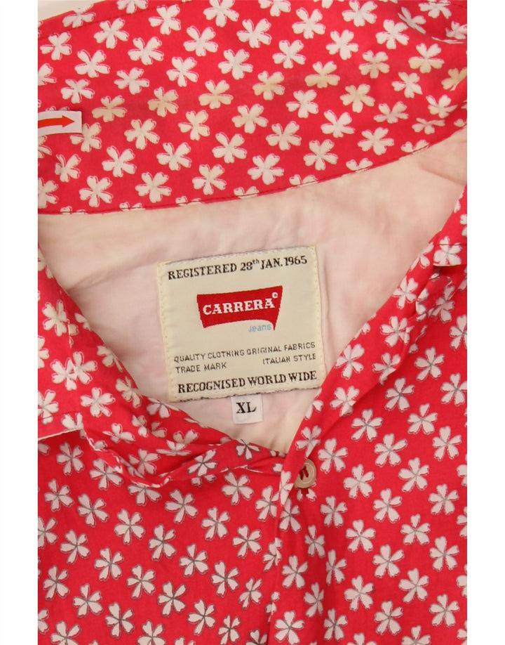 Carrera Herren Kurzarmhemd XL Rot geblümt