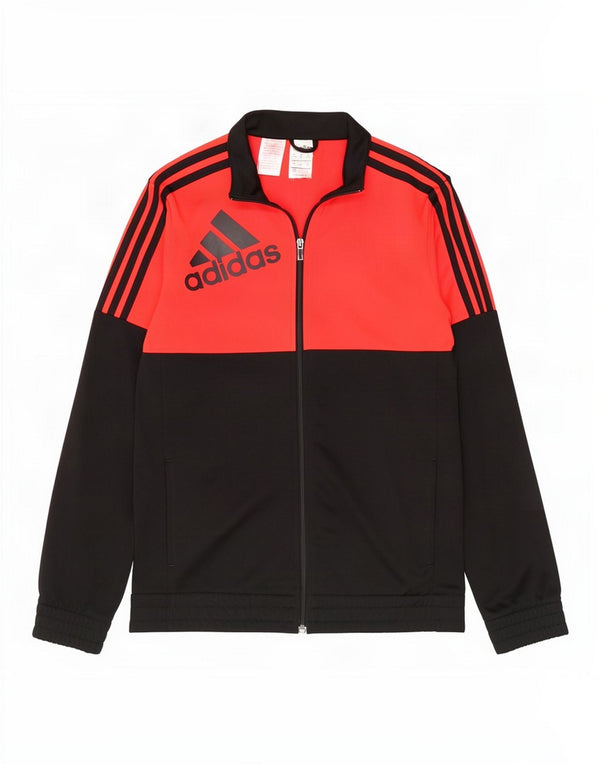 Adidas Jungen Grafik-Trainingsanzug-Top-Jacke, 15–16 Jahre, rotes Farbblockdesign