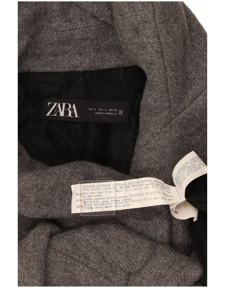 Zara Damen-Bomberjacke mit Kapuze, UK 10, kleine graue Wolle