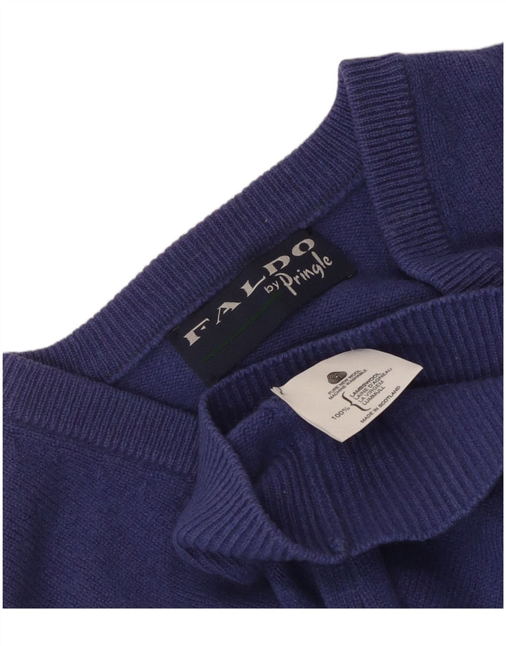 Pringle Herren-Pullover mit V-Ausschnitt aus mittelblauer Wolle