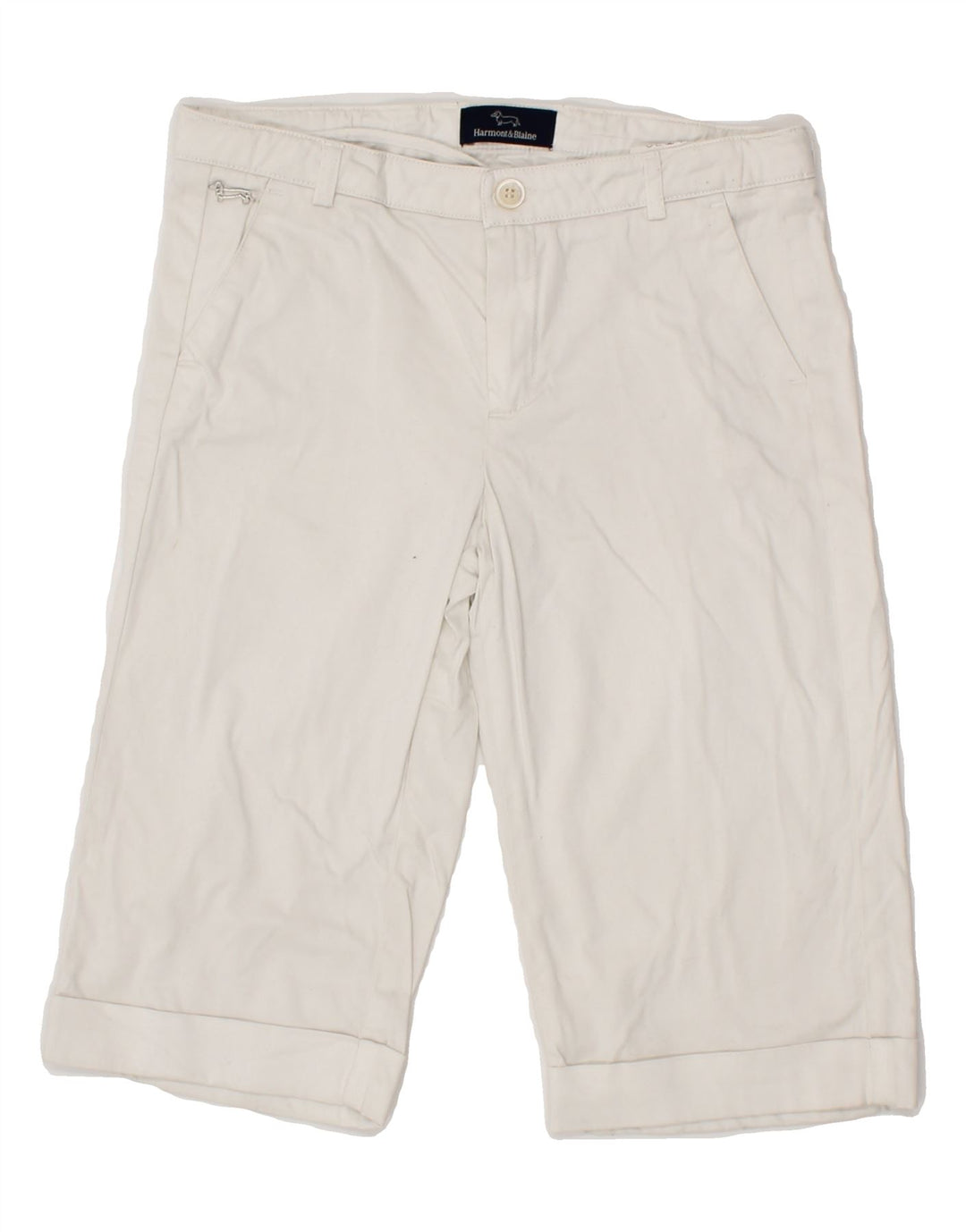 HARMONT & BLAINE Boys Chino Shorts 11-12 Years W26  White Polyester Vintage Harmont & Blaine and Second-Hand Harmont & Blaine from Messina Hembry 
