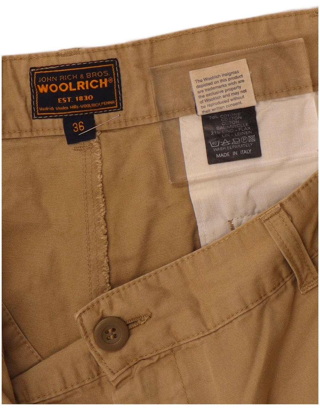 WOOLRICH Herren gerade Chinohose W36 L28 Beige Baumwolle
