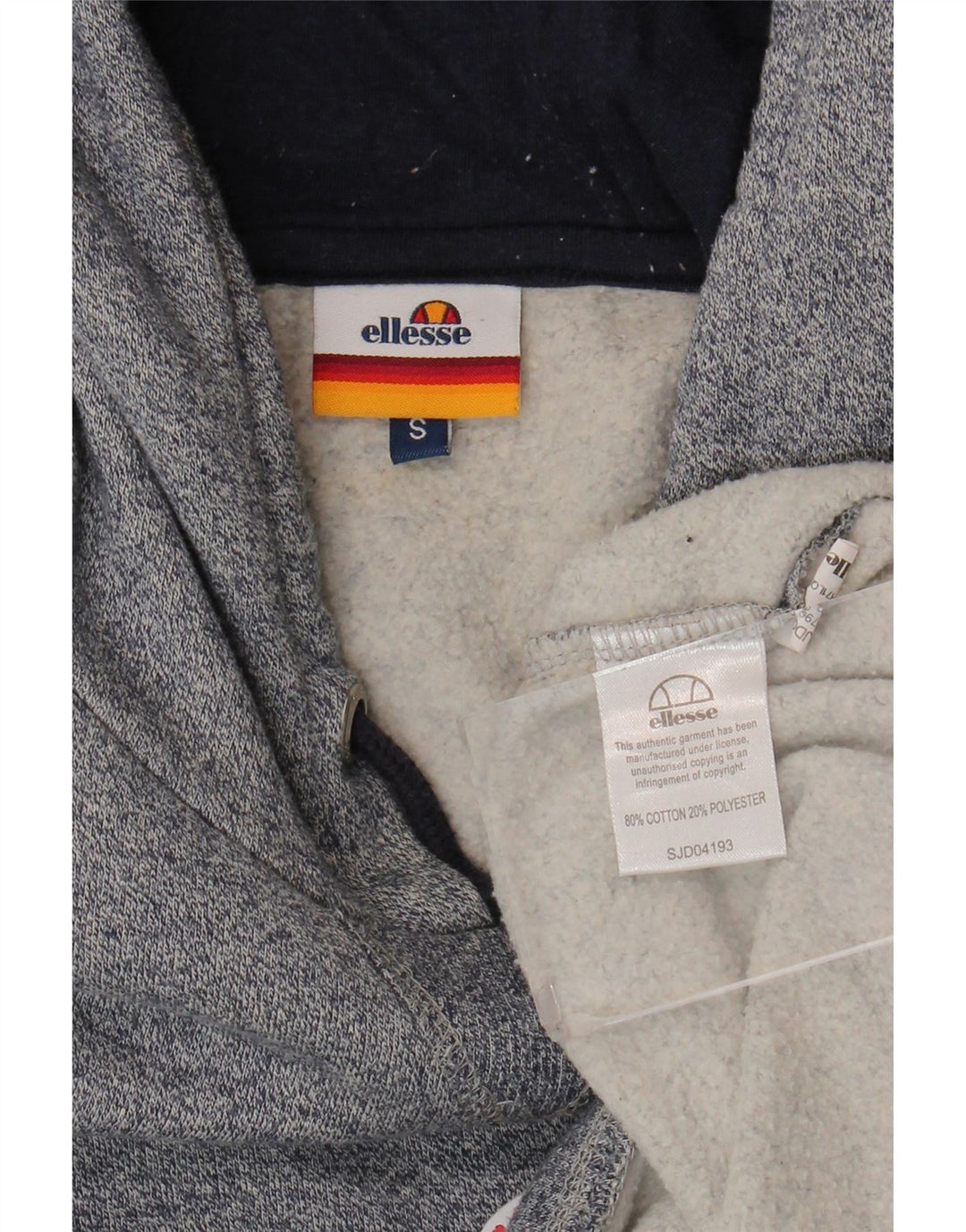 Ellesse Herren-Kapuzenpullover mit Grafik, Größe S, graue Baumwolle
