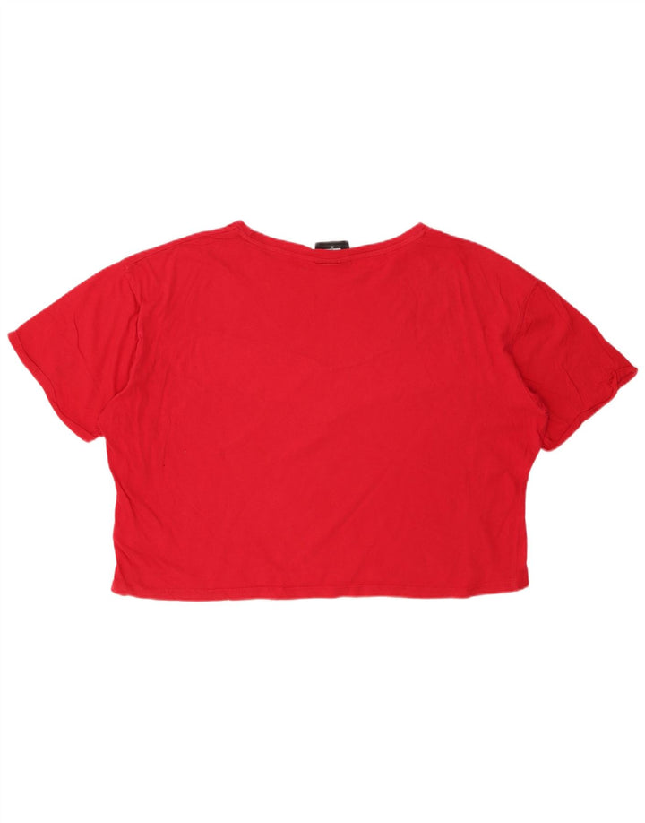 LOTTO Damen Crop Oversize T-Shirt Top UK 18 XL Rot Colourblock Baumwolle